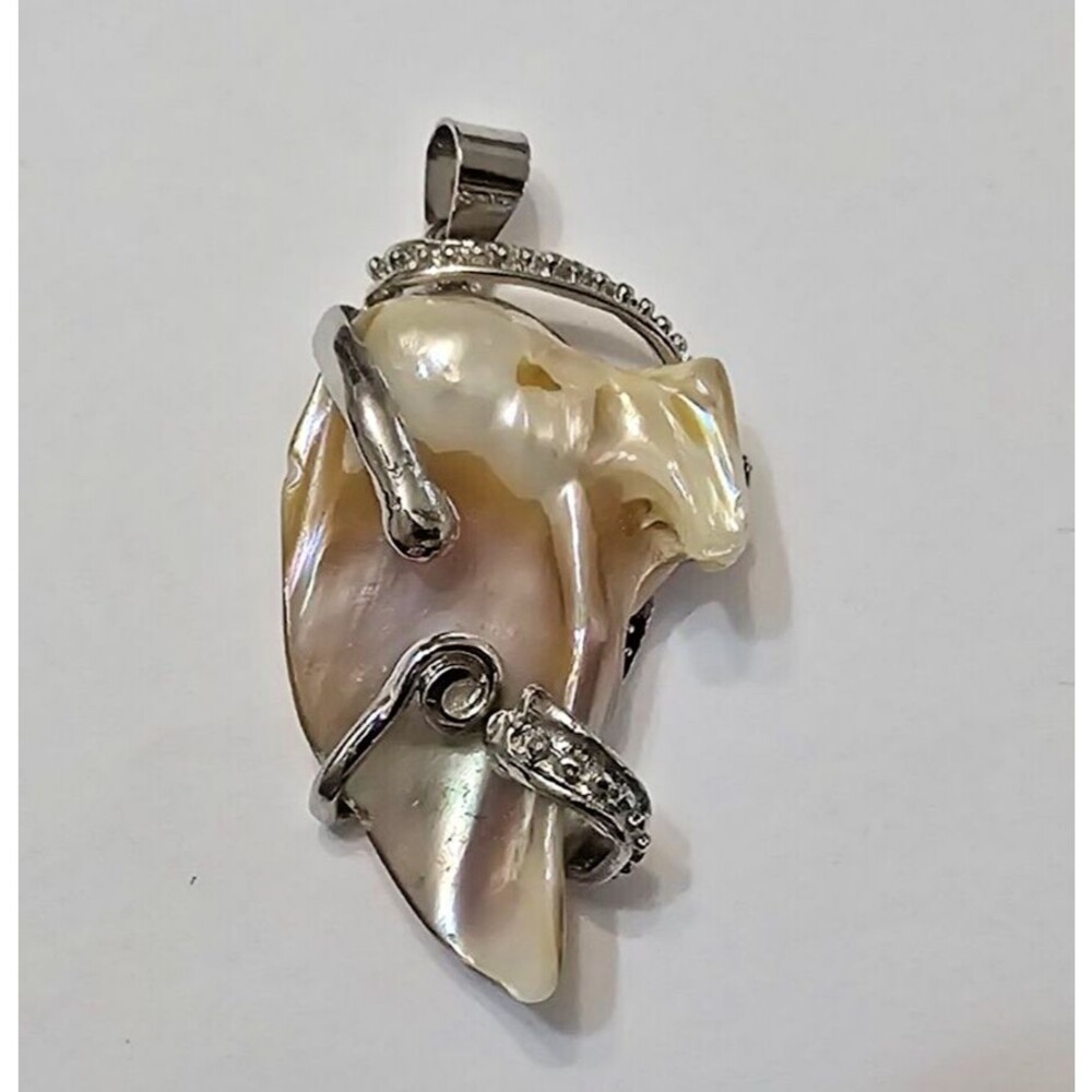 Baroque Large Pearl Silver Plated Pendant
